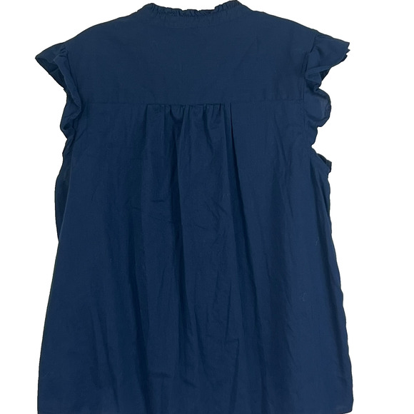 Time and Tru Kid's Large Navy Blue Smocked Yoke Top With Tassles V Neck - Picture 2 of 9